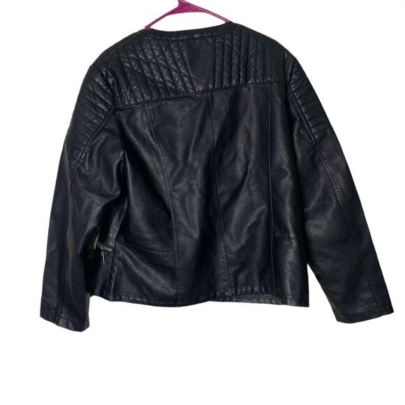 Olivia Miller Faux Leather Zip Up Moto Biker Jacket Medium Black Size 1X Junior - Picture 4 of 8
